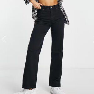 Monki Taiki high waist straight leg jean  - Wash Black